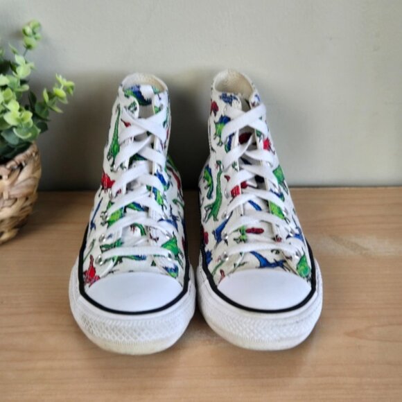 CTAS 4 Hi Top Dinosaurs White Canvas Lace Up Converse Sneakers Shoes Kids - Picture 7 of 14